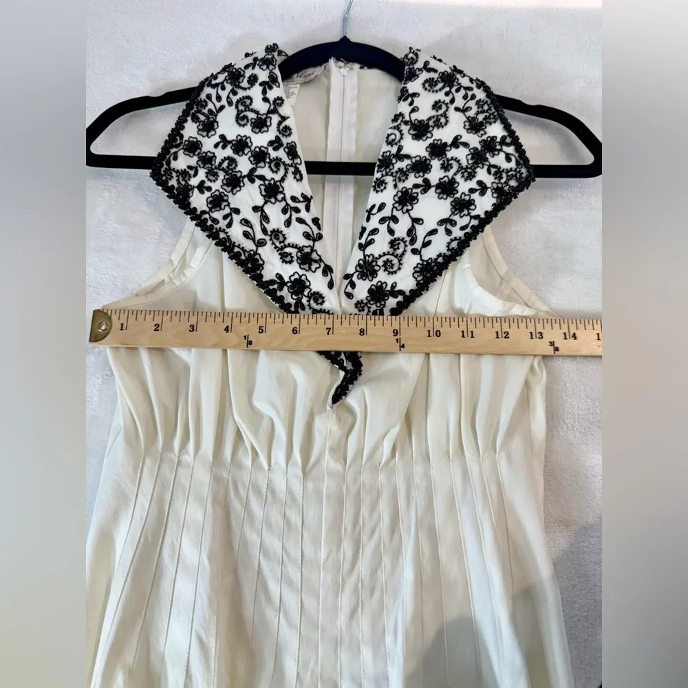 Vintage Laurence Kazar White And Black Beaded Top Size Small work wear 80’s 90’s
